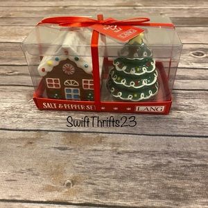 Hand Painted Salt & Pepper Gingerbread House and Christmas Tree Set